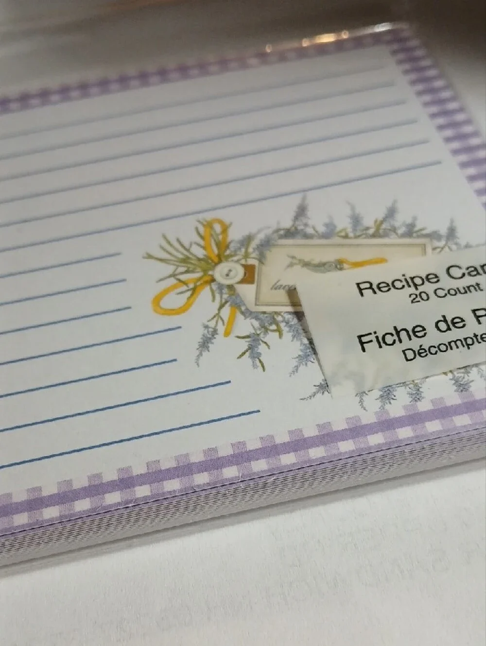 Lavender Gingham Recipe Cards - Pack of 20